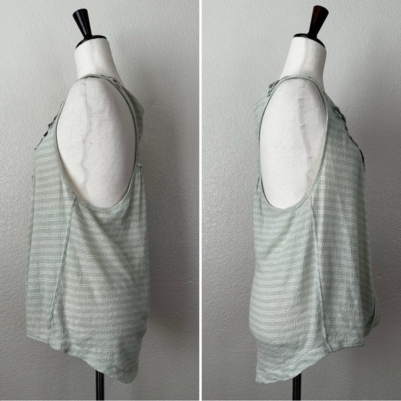 Free People Frida Mint Green Floral Embroidered Gauzy Knit Tank Top, Sz Medium - Picture 4 of 13